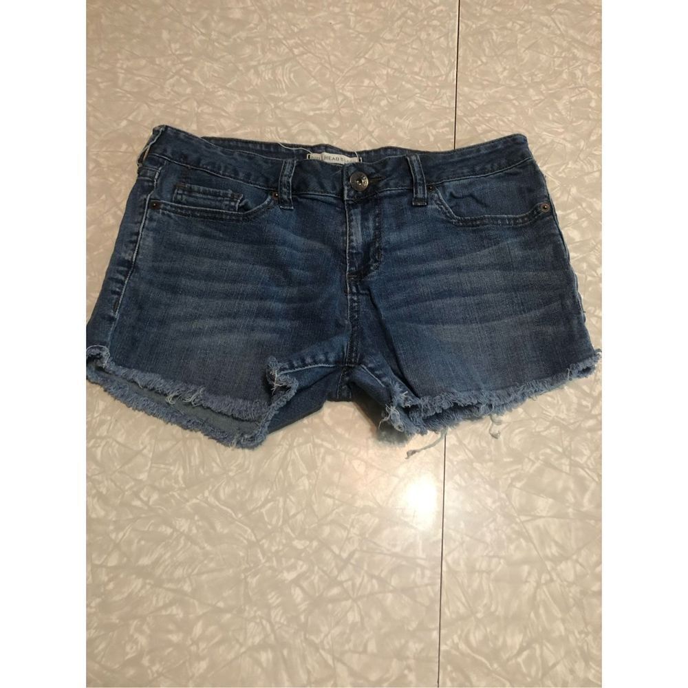 bullhead size 9 cut off shorts dark wash cotton spandex 5 pocket‎ 3 inch inseam